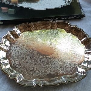 Vintage 1980s Leonard by Towle silverplate Chippendale Tray